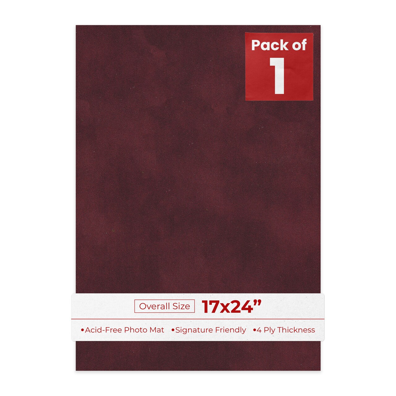 Dark Red Suede 17x24 Uncut Mat Board - Blank Sheets, No Opening